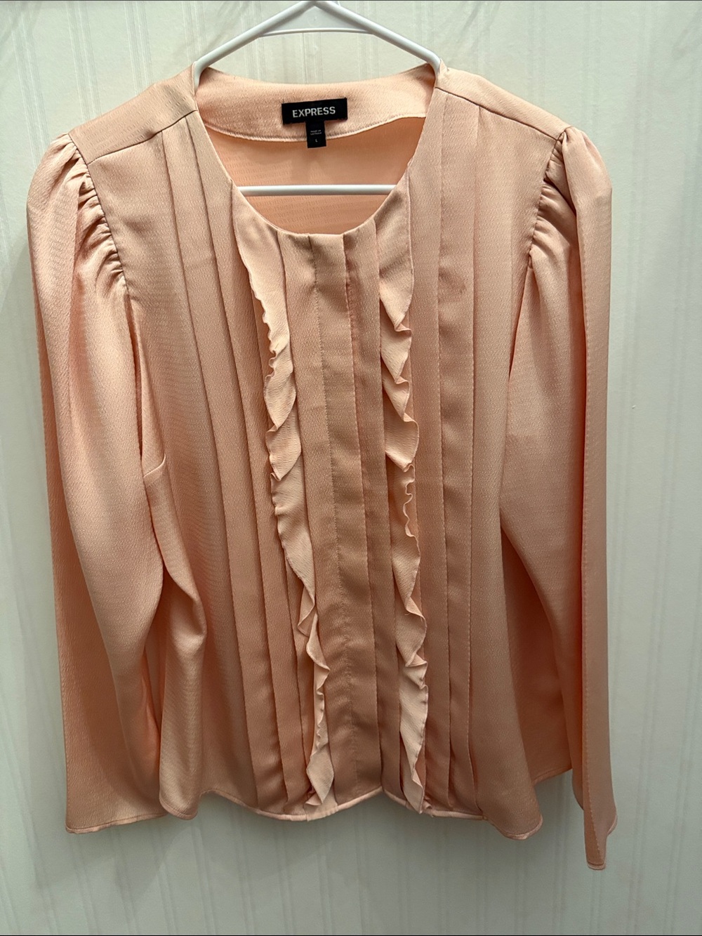 Express Peach Ruffle-Pleat Blouse
